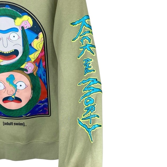 NWT Rick and Morty Pullover Sweatshirt Sz S Olive Green Cartoon Hip Hop Street - Picture 5 of 13
